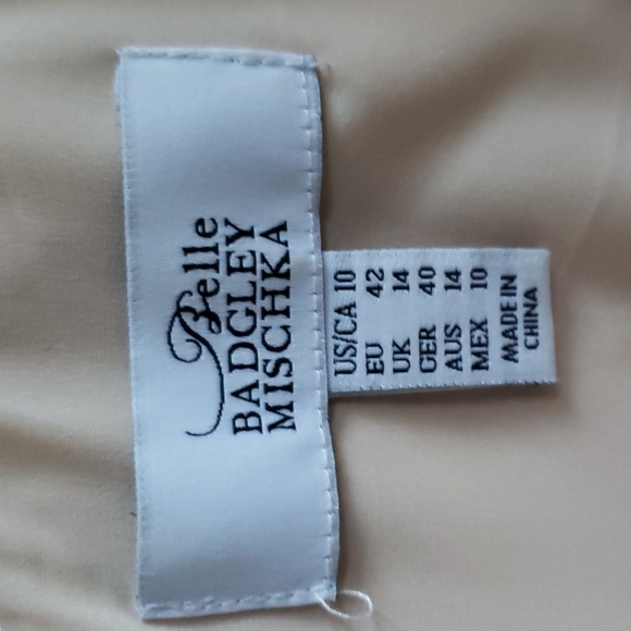 Belle Badgley Mischka Peplum Textured Cocktail Dress Sz10 - Picture 6 of 8